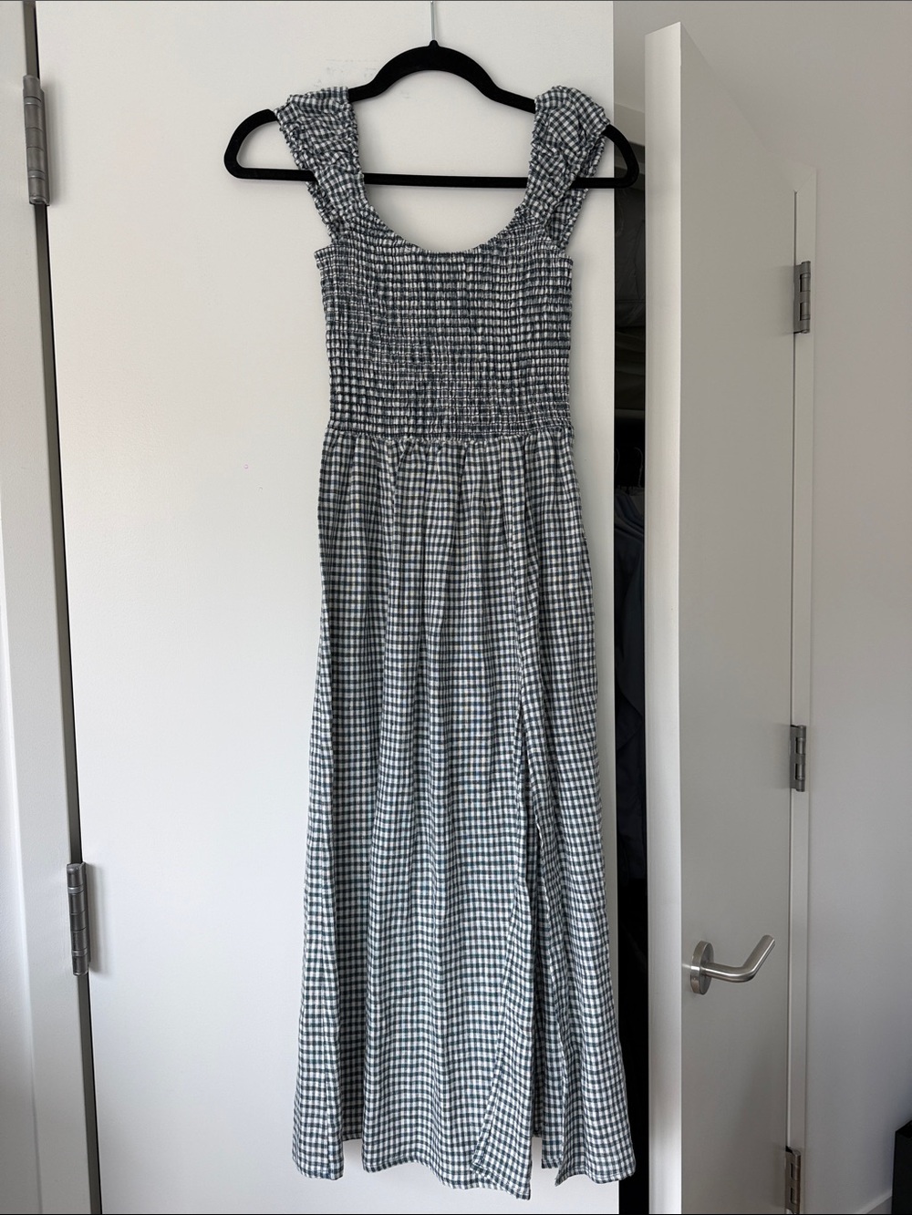 Reformation Black and White Gingham Maxi Dress